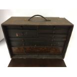 ENGINEERS WOODEN FITTED TOOL BOX FULL OF TOOLS