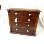 VICTORIAN TABLE TOP DRAWERS TWO OVER THREE DRAWERS ALL IN MAHOGANY WITH WHITE PORCELAIN KNOBS,