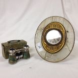 PAIR OF OPERA GLASSES IN ORIGINAL CASE TOGETHER WITH ONYX AND GILT METAL MANTEL CLOCK (AF)