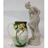 ROYAL DOULTON JUG AND ALABASTER CLASSICAL FEMALE NUDE FIGURE