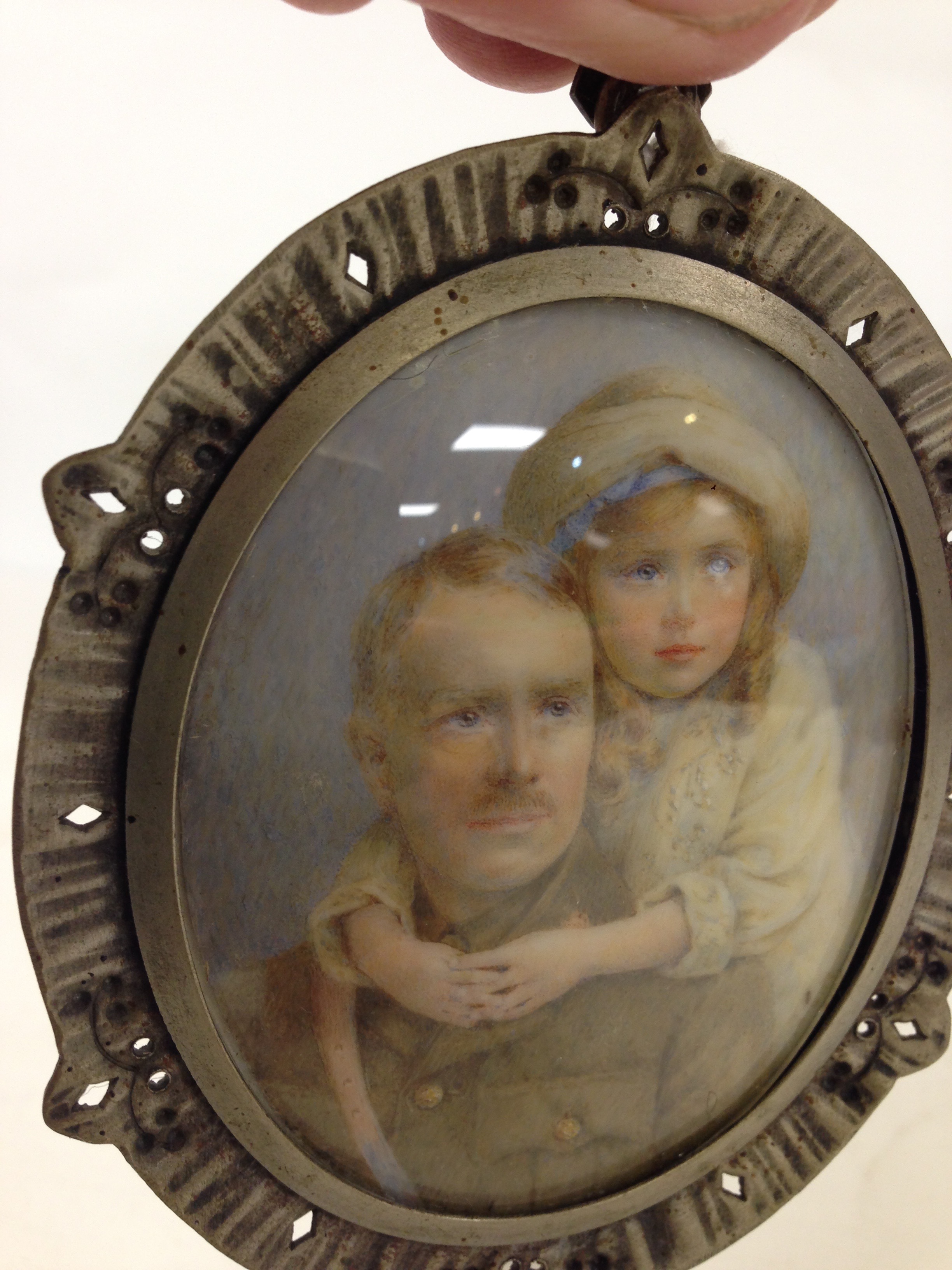 MINIATURE PORTRAIT OF SOLDIER AND YOUNG GIRL