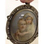 MINIATURE PORTRAIT OF SOLDIER AND YOUNG GIRL