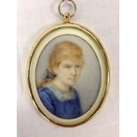 MINIATURE OVAL PORTRAIT OF YOUNG GIRL BEARING SIGNATURE G.E.