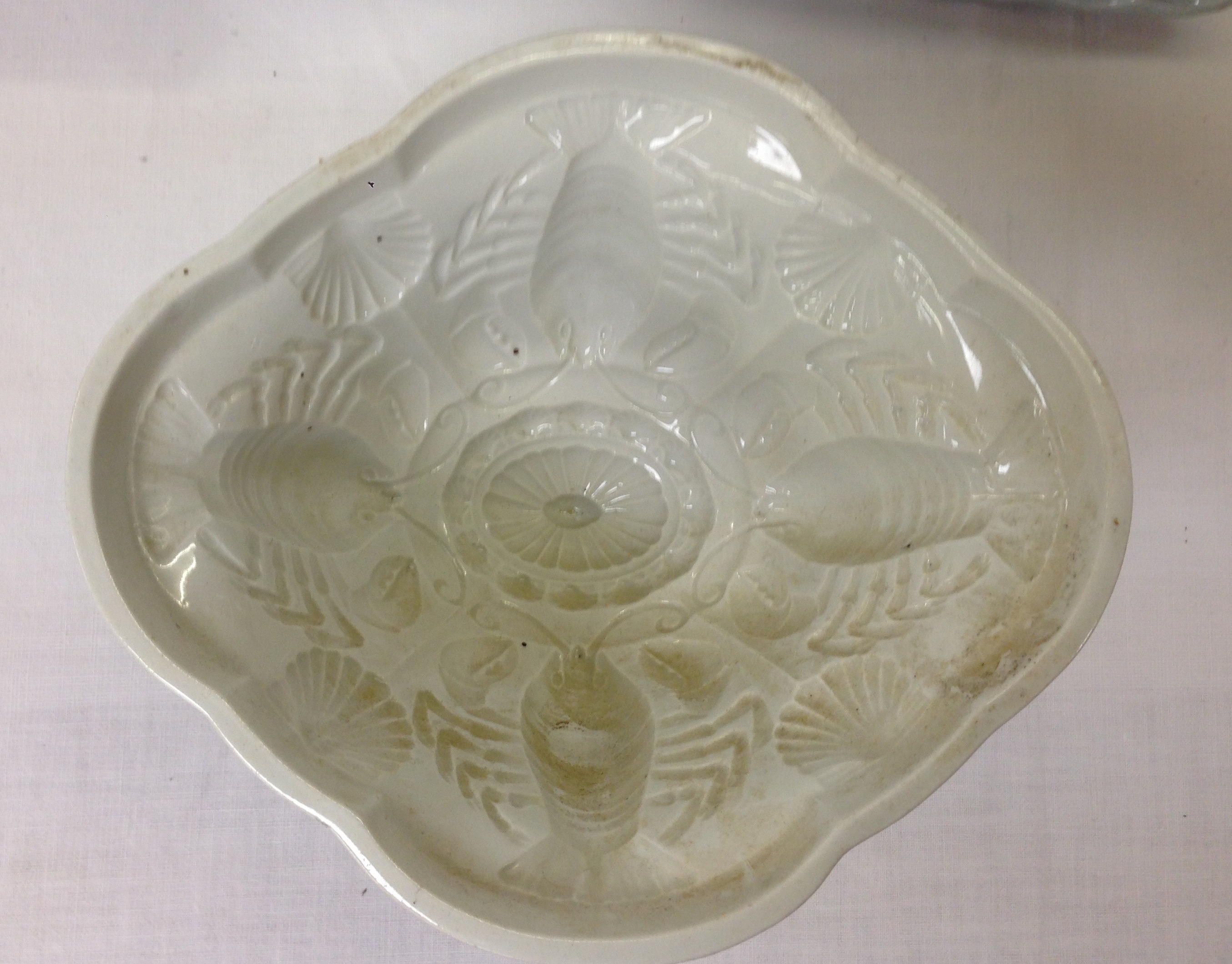 SEVEN ASSORTED WHITE POTTERY JELLY MOULDS - Image 3 of 3