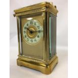 VINTAGE BRASS CARRIAGE CLOCK AND KEY