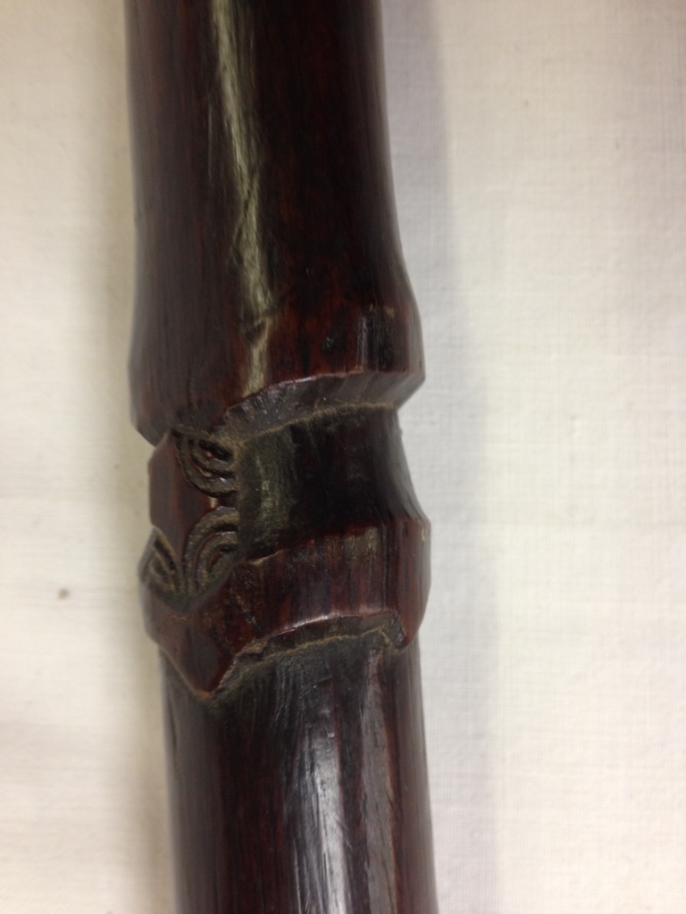 TRIBAL CARVED AXE HEAD STAFF - Image 4 of 4