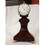 REGENCY PERIOD MANTEL CLOCK, FUSEE MOVEMENT WITH WHITE ENAMEL DIAL, ROMAN NUMERALS AND ARABIC.