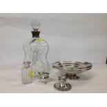 FIVE ITEMS OF SILVER TO INCLUDE BASKET, INKWELL, MUSTARD,