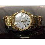 ROLEX 18CT GOLD OYSTER PERPETUAL DATE JUST GENTS WRIST WATCH,