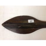 TRIBAL CARVED SPADE SHAPED ETHNIC PADDLE