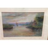 OIL ON PANEL BROADLAND SCENE "NEAR HORNING FERRY" BEARING SIGNATURE, J.