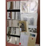 MIXED POSTCARDS IN TWO ALBUMS AND LOOSE, ESSEX, ARQ, EXHIBITIONS, GREETINGS, FLOWERS, SOME EPHEMERA,