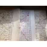 LARGE BOX OF 1" OS MAPS, c1920-50,