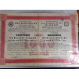 A COLLECTION OF SHARE, BOND, DEBENTURE AND SIMILAR CERTIFICATES IN LARGE BINDER,