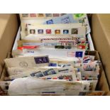 BOX WITH ALL WORLD COVERS AND CARDS, FDC ETC., COMMONWEALTH ETC.