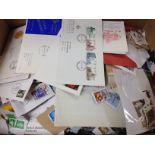 GB: BOX OF LOOSE STAMPS, FDC, ETC.