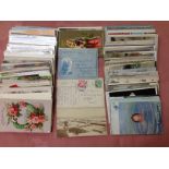 BOX OF SUBJECT AND OVERSEAS POSTCARDS, EGYPT 1922 MILITARY CAMP RP, GREETINGS, SOCIAL HISTORY,