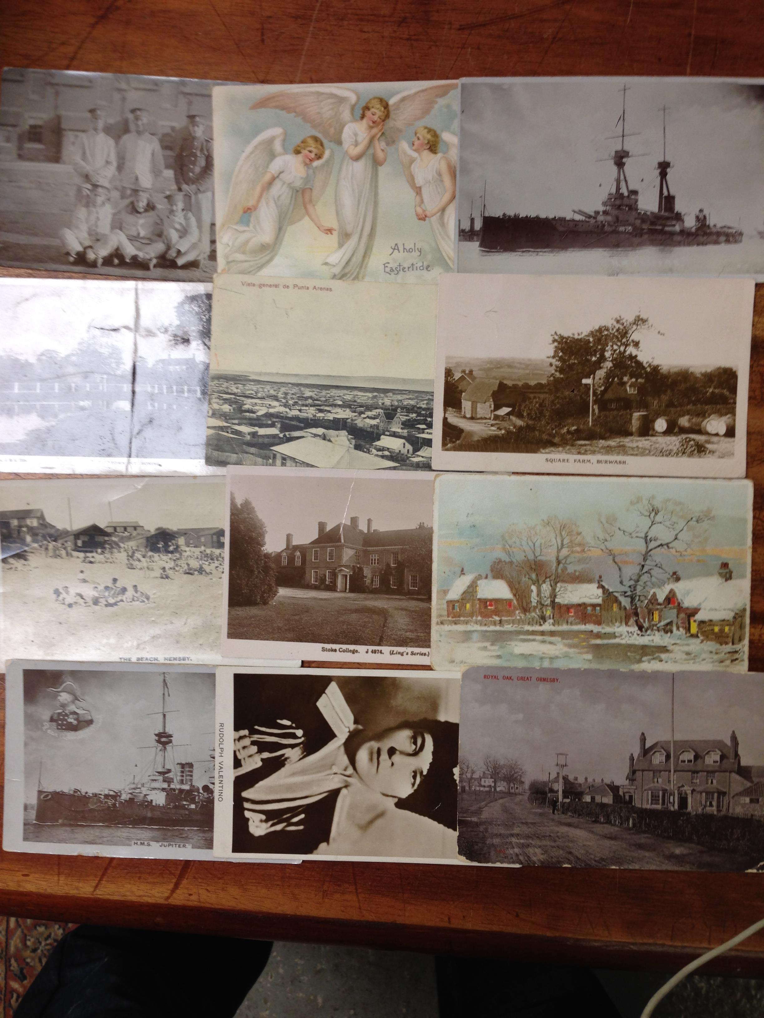 BOX WITH MIXED POSTCARDS, SHIPPING, NORFOLK, SUFFOLK, COMIC ETC, MANY FAULTS, - Image 2 of 2