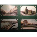 LARGE DISBOUND OLD ALBUM WITH CLEAN COUNTRYWIDE TOPOGRAPHICAL POSTCARDS, BIDEFORD, MINEHEAD, STROUD,