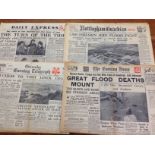 BATCH OF NEWSPAPERS RELATING TO 1953 FLOODS MAINLY LINCOLNSHIRE,