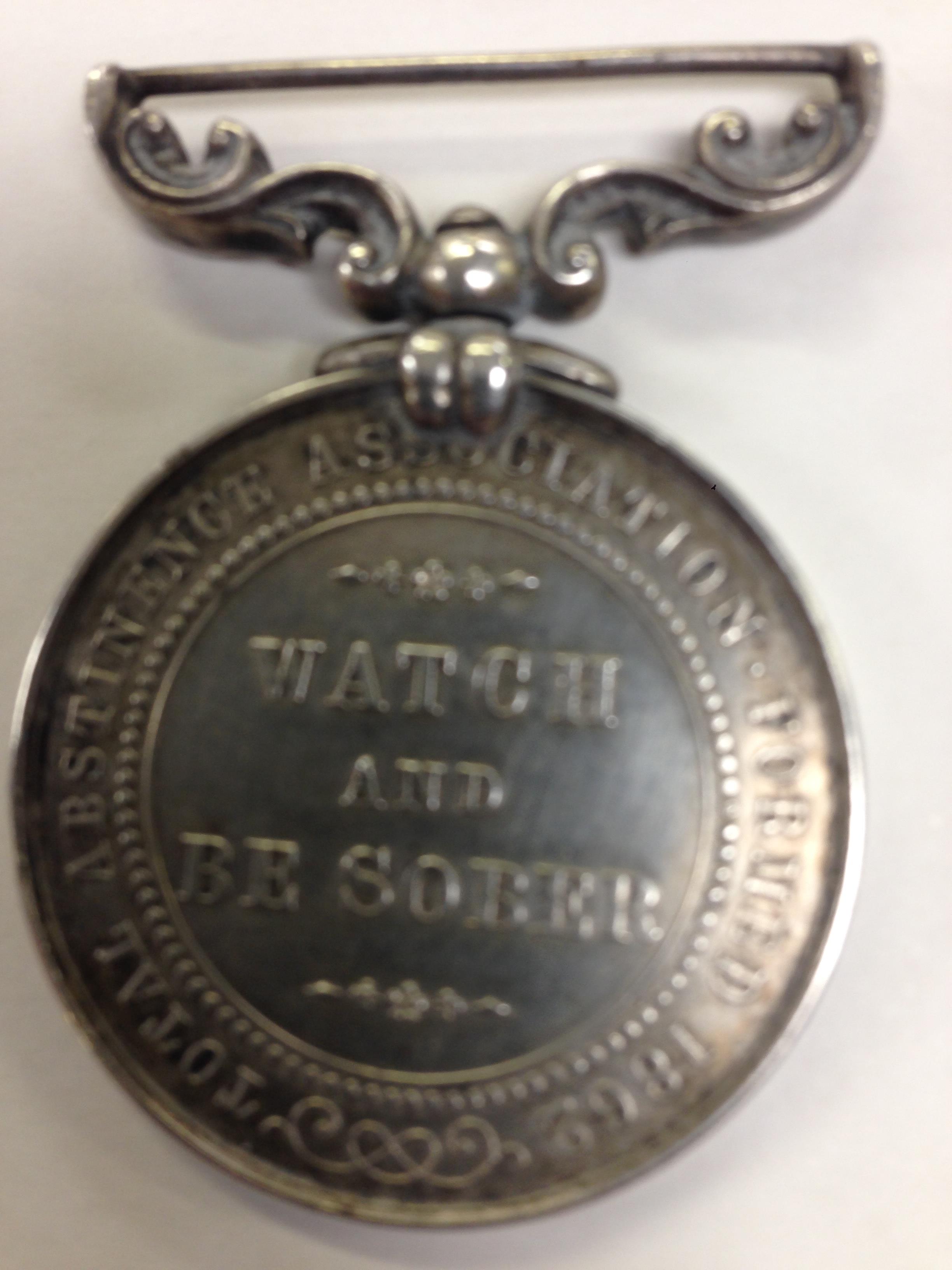 TOTAL ABSTINENCE ASSOCIATION "WATCH AND BE SOBER" MEDAL, INDIA, IN SILVER.