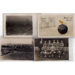 NORFOLK: NORWICH FOUR FOOTBALL RELATED POSTCARDS RP THE NEST GROUND BEFORE AND DURING CONSTRUCTION