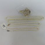 CULTURED PEARL NECKLACE WITH SILVER CLASP ALONG WITH TWO SIMULATED PEARL NECKLACES AND 2 PART