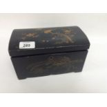 ORIENTAL LACQUERED TEA CADDY WITH KEY