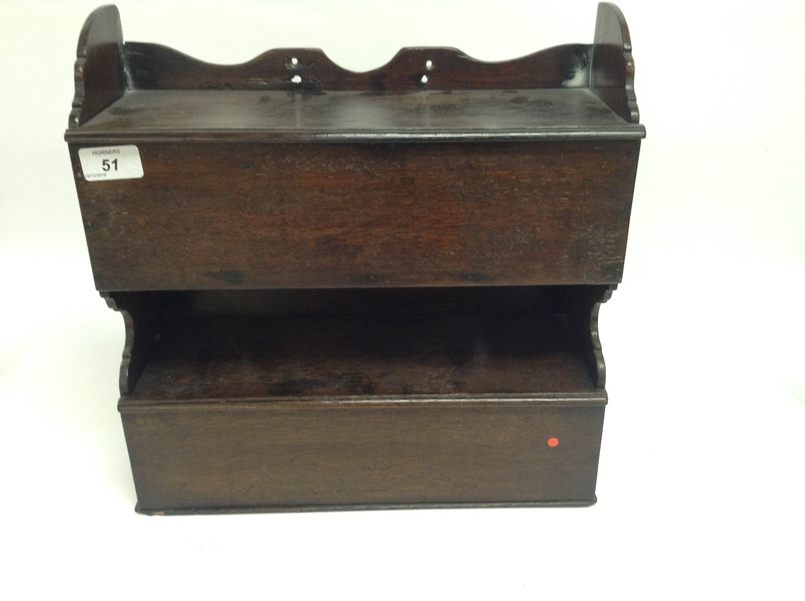 ANTIQUE OAK DOUBLE CANDLE BOX WALL BRACKET,