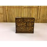 MINIATURE FIVE DRAWER CHEST WITH TUNBRIDGE WARE GEOMETRIC DECORATION TO DRAWER FRONTS,