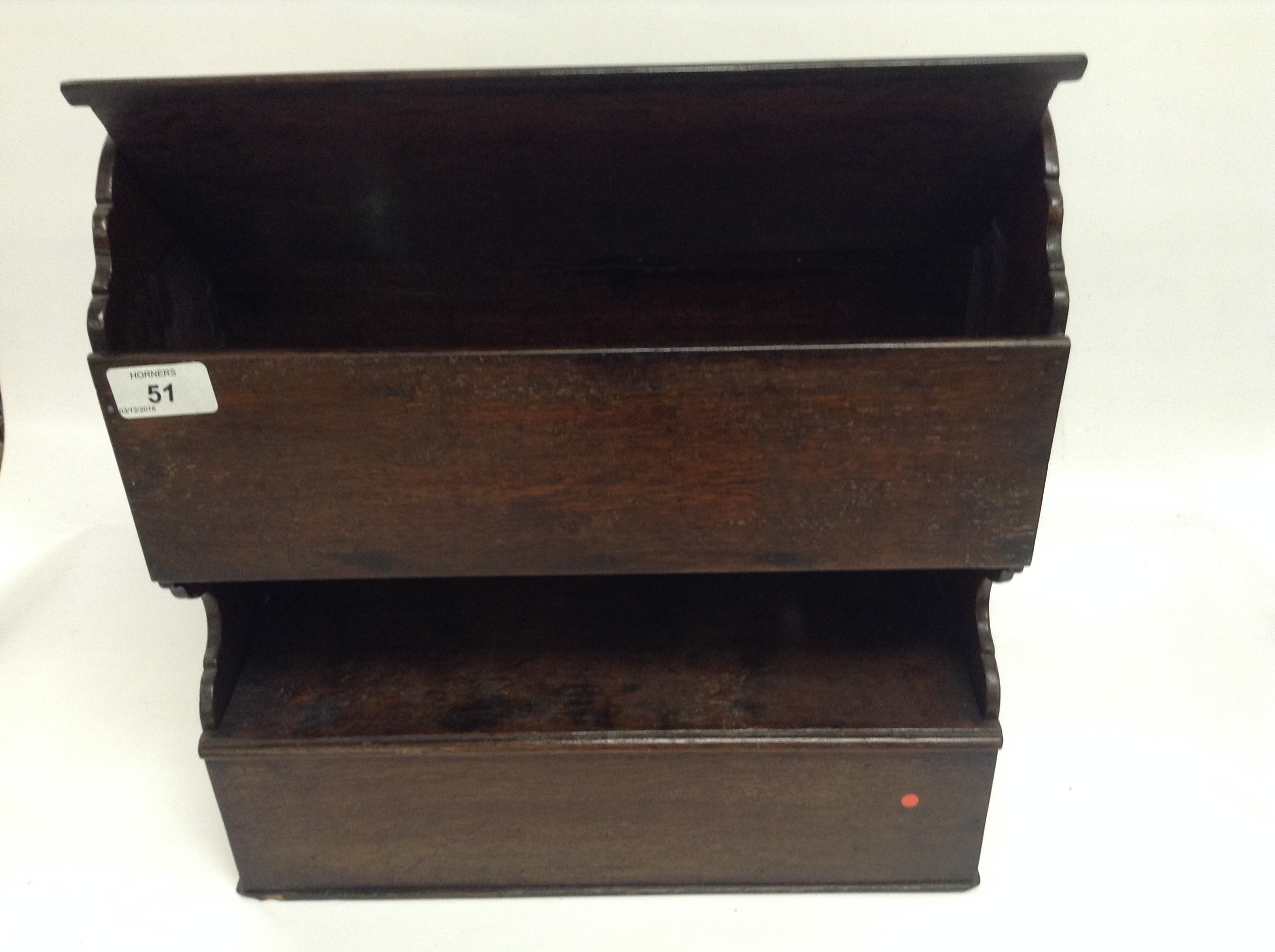 ANTIQUE OAK DOUBLE CANDLE BOX WALL BRACKET, - Image 6 of 6