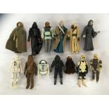 13 VARIOUS STAR WARS VINTAGE COLLECTOR'S FIGURES TO INCLUDE R2D2, DARTH VADAR, CHEWBACCA, JAWA ETC.