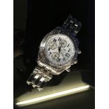 BREITLING AUTOMATIC CHRONOGRAPH GENTLEMAN'S STAINLESS STEEL WRIST WATCH ON BRACELET,