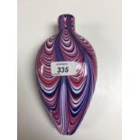 VICTORIAN NAILSEA HAND BLOWN FLASK WITH SWIRLED DECORATION IN VIOLET,