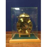 A REPRODUCTION BRASS SKELETON CLOCK WITH BELL CHIME BY A. KIENINGER, GERMANY BUILT BY G.C.