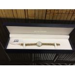 LADIES ETERNA 9CT. GOLD WRIST WATCH ON 9CT. GOLD BRACELET STRAP.