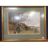 19TH. CENT. PASTEL VIEW OF CROMER BEACH BEARING MONOGRAM P.A.P.