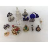 14 VARIOUS SCENT BOTTLES WITH VARIOUS DECORATION
