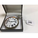 OVERSIZE NICKEL CASED POCKET WATCH,