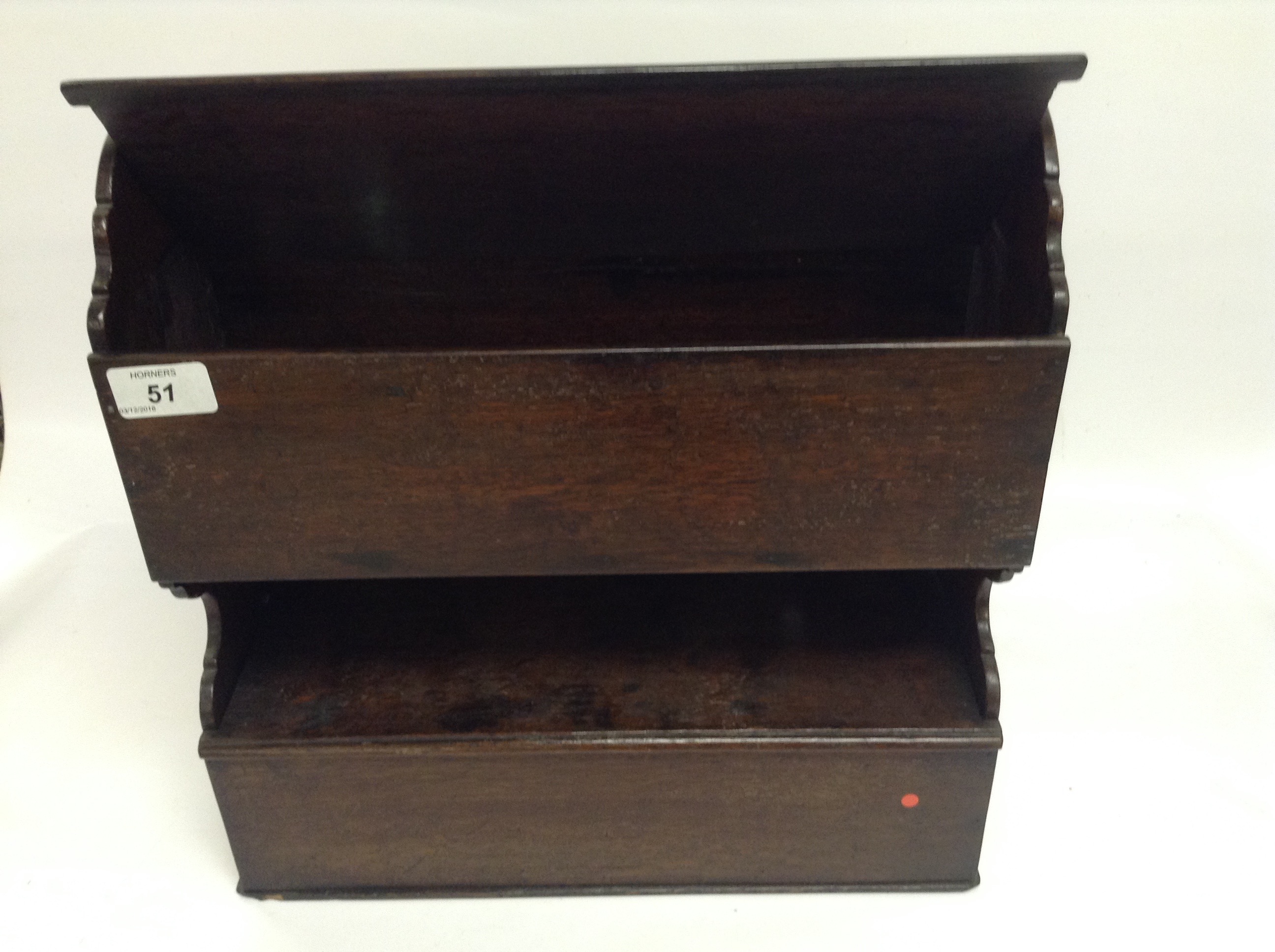 ANTIQUE OAK DOUBLE CANDLE BOX WALL BRACKET, - Image 2 of 6