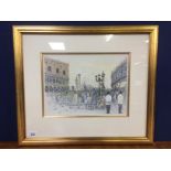 FRAMED WATERCOLOUR 'VENICE' BEARING SIGNATURE KEITH THICKETT (35 X 24CM.