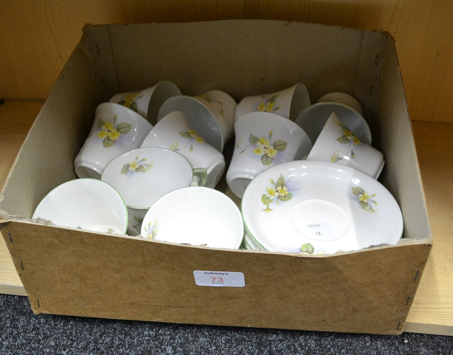 Eleven Shelley primrose tea cups and saucers