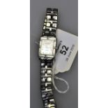 Raymond Weil, a lady's stainless steel Tango wristwatch, tank shaped with mother of pearl dial and