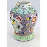 A large 19th century Chinese famille rose baluster vase, painted with flowers and scrolls in colours