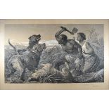 After Richard Ansdell, The Hunted Slaves, a hand touched engraving, signed in pencil by the engraver
