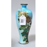 A Japanese Taisho period Ginbari cloisonne Meiping vase, decorated with chrysanthemums on a light