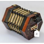 Lachenal and Co., a late 19th century forty-eight button concertina, with fret pierced rosewood