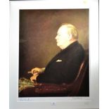 After Alfred Egerton Cooper (1883-1974) A portrait of Sir Winston Churchill limited edition colour