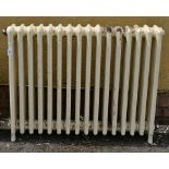 An Edwardian four column sixteen section cast iron radiator, cream painted, 78 x 95cm