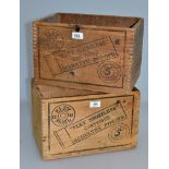 A pair of vintage wooden Eley Cartridge boxes, bearing the legend: Eley 12 Nobel "Eley Smokeless"